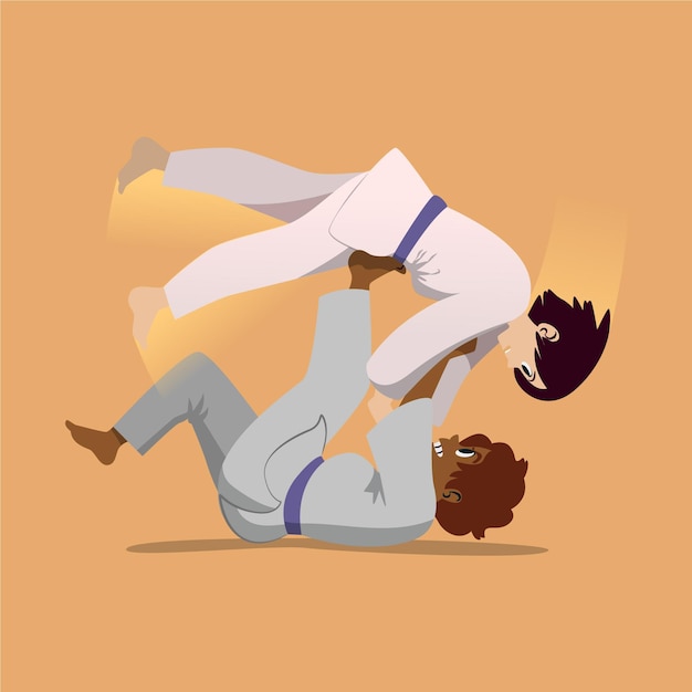 Atletas de jiu-jitsu lutando