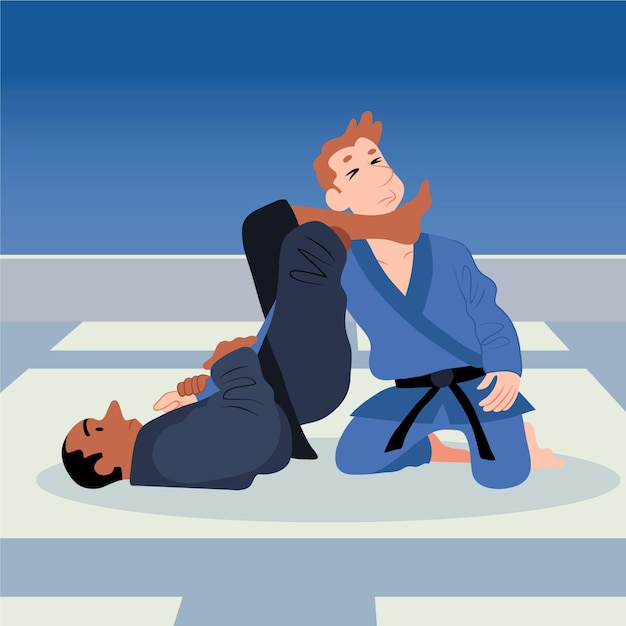 Atletas de jiu-jitsu lutando