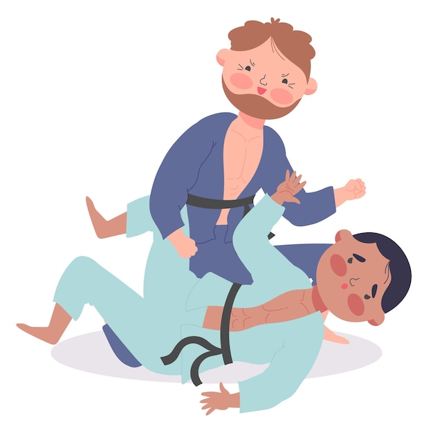 Atletas de jiu-jitsu lutando