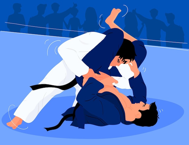 Atletas de jiu-jitsu lutando