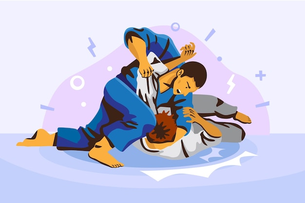 Atletas de jiu jitsu lutando