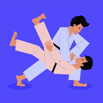 Atletas de jiu-jitsu lutando