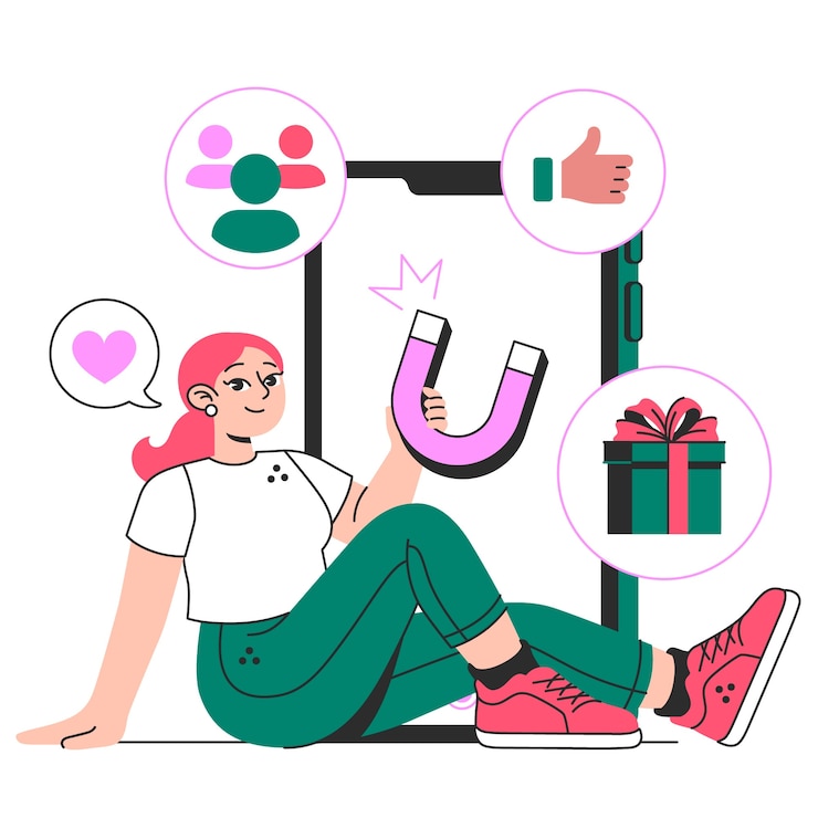 Vetor grátis atrair clientes com ilustração do conceito de engajamento móvel