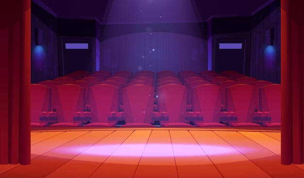 Vetor grátis auditório e cortinas vermelhas de palco de teatro