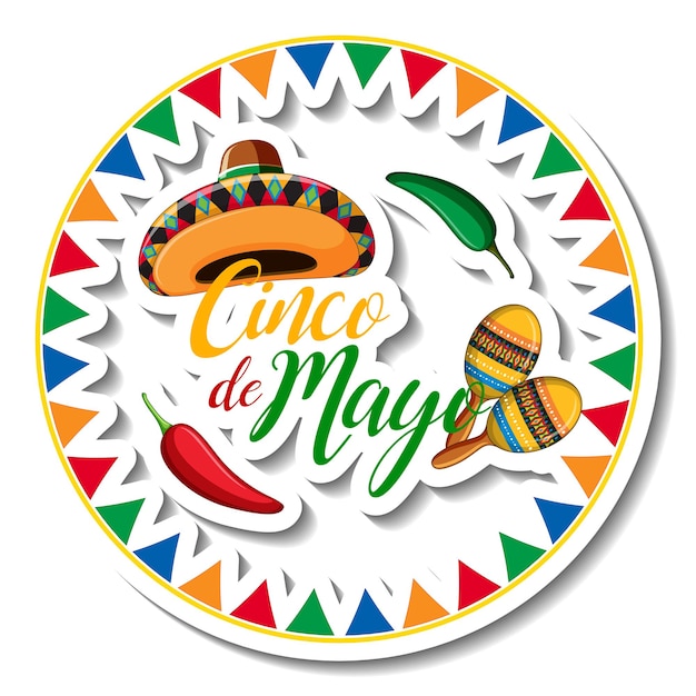 Vetor grátis autocolante com o emblema do cinco de mayo