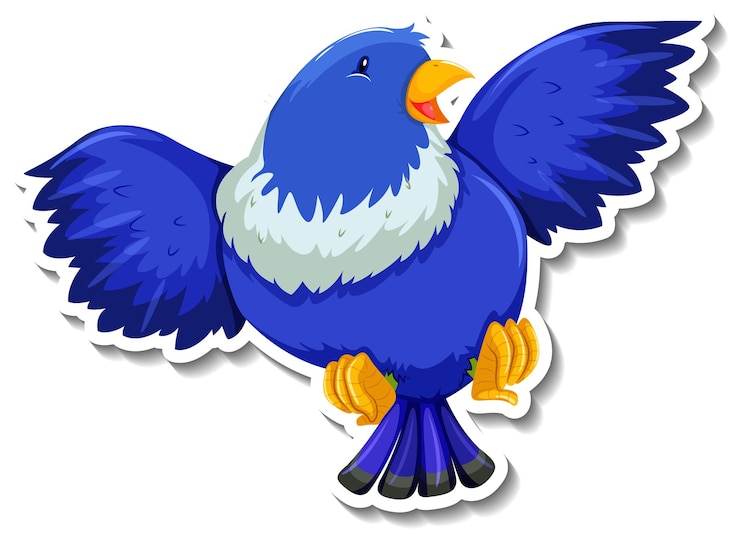 Vetor grátis autocolante de desenho animado de pássaro azul fofinho
