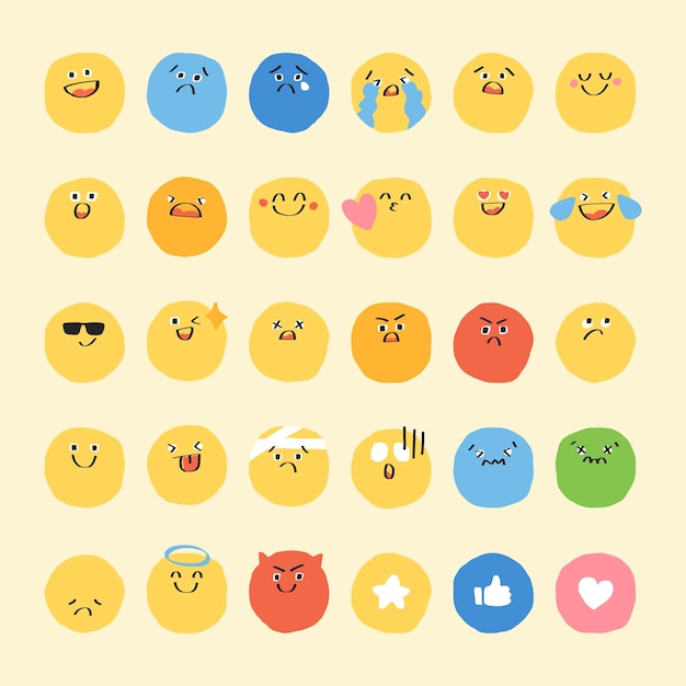 Autocolante de emoticon de doodle fofo com diário