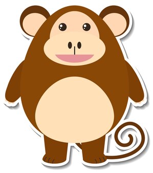 Autocolante de macaco gordinho com desenho animado