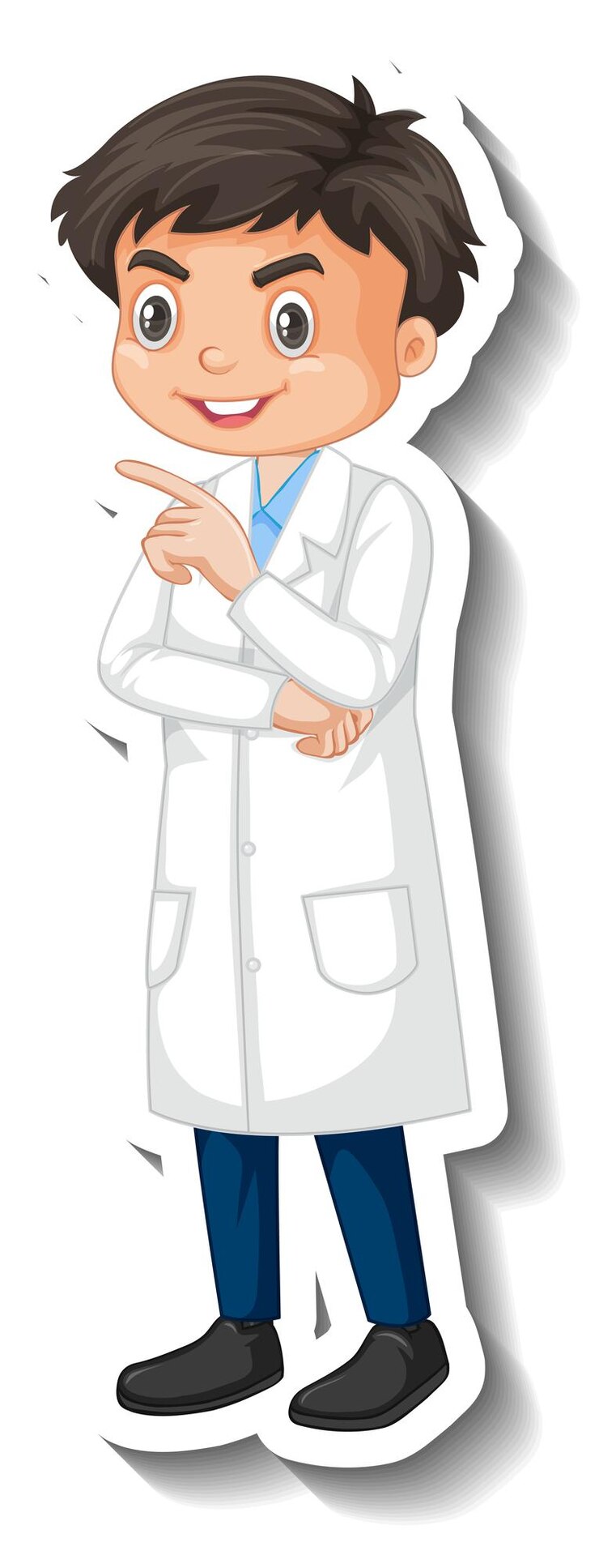 Vetor grátis autocolante de personagem de desenho animado de estudante cientista