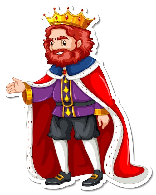 Vetor grátis autocolante de personagem de desenho animado de rei com túnica vermelha
