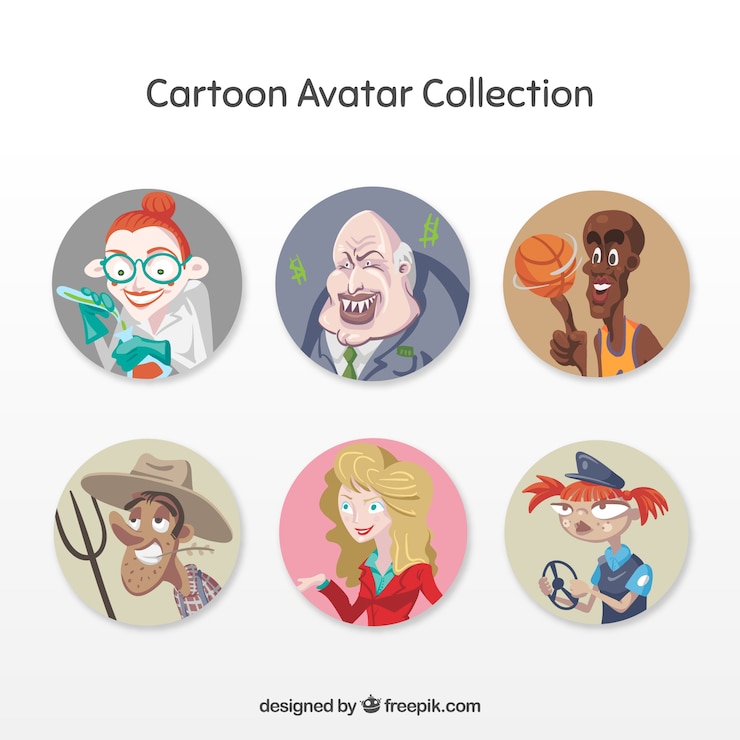 Vetor grátis avatares de desenhos animados com profissões incomuns