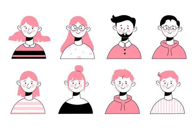 Avatares de pessoas de design de mão desenhada