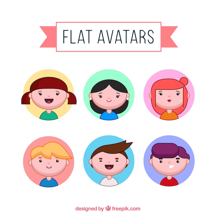 Vetor grátis avatars planos dos desenhos animados