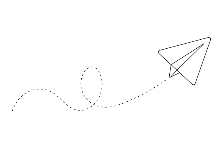 Vetor grátis avião de papel enviado com linhas pontilhadas