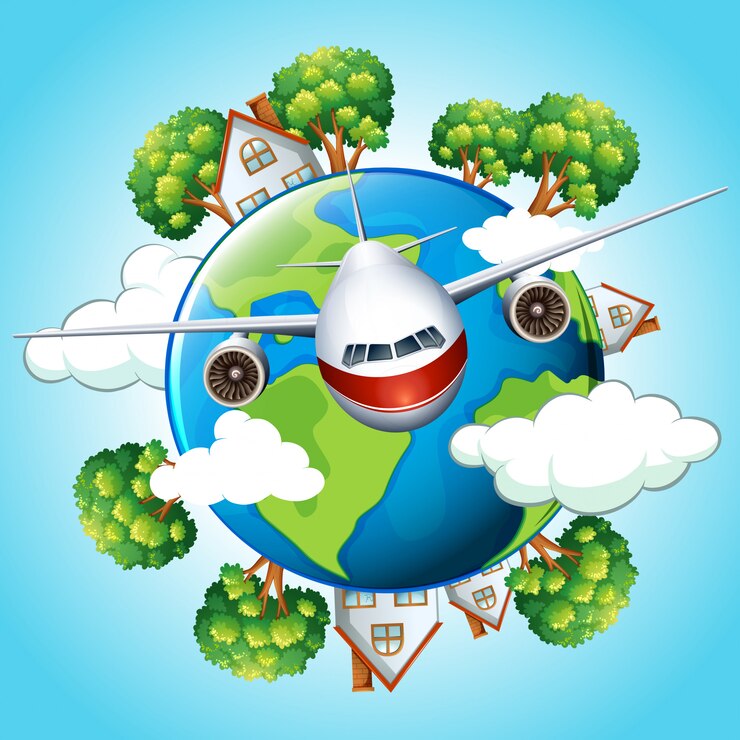 Vetor grátis avião voando fora do mundo