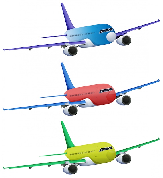 Vetor grátis aviões coloridos