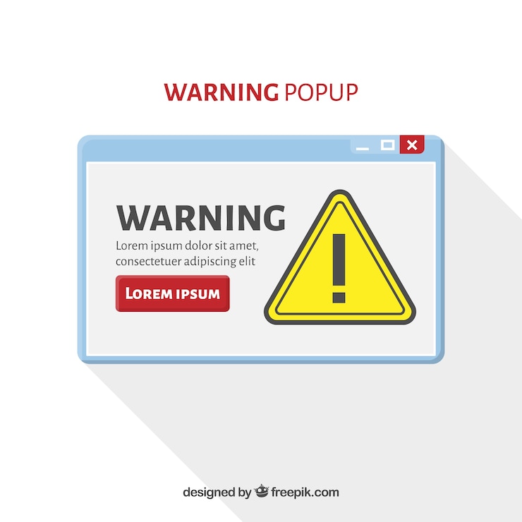 Vetor grátis aviso pop-up modelo com design plano