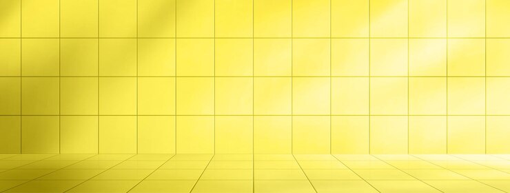 Vetor grátis azulejos de cerâmica na parede e no chão do banheiro fundo com textura de mosaico de quadrados amarelos em vista em perspectiva banheiro de cozinha ou interior da piscina com azulejos vetoriais de limão ilustração realista