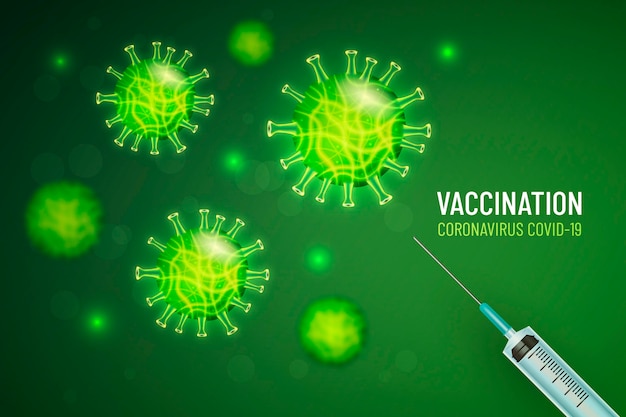 Bactéria verde de fundo de vacinação contra coronavírus