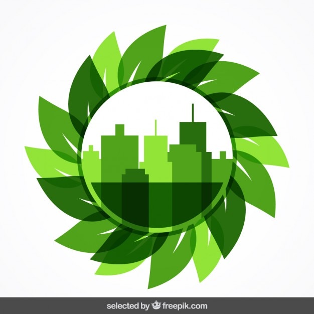 Vetor grátis badge circular com arquitectura da cidade