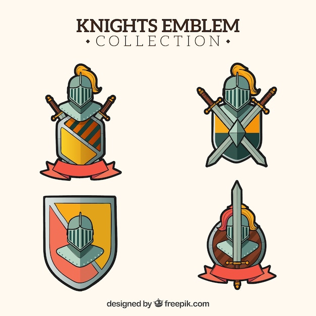 Vetor grátis badges pack of knights shields