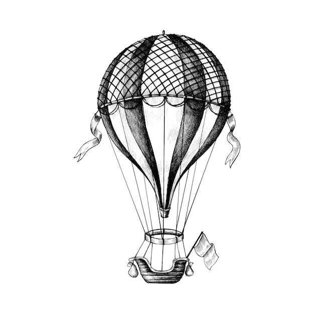Balão de ar quente de mão desenhada