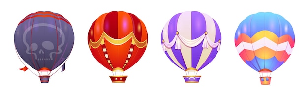 Balão de ar quente isolado com ícone de vetor de cesta