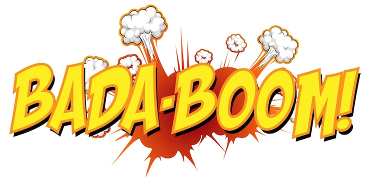 Vetor grátis balão de quadrinhos com texto bada-boom