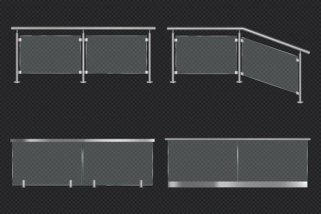Vetor grátis balaustrada de vidro com corrimão de ferro