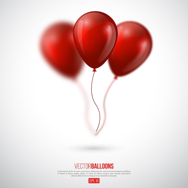 Vetor grátis balões brilhantes 3d realistas com efeito de desfoque.