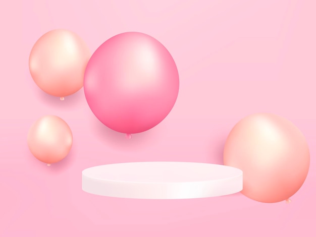 Vetor grátis balões de cor rosa pastel em forma geométrica para fundo de apresentação
