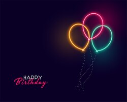Balões de néon fofos de feliz aniversário