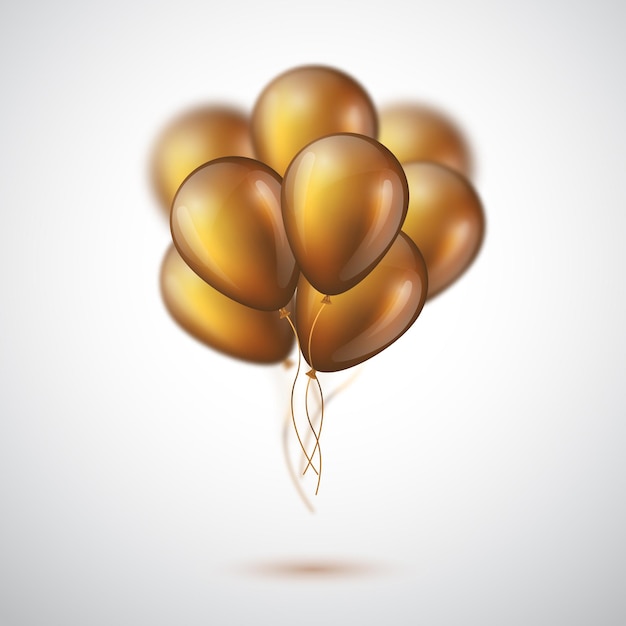 Balões dourados brilhantes 3D realistas.