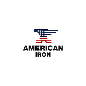 Bandeira americana com inspiração de design de logotipo de ferro símbolo