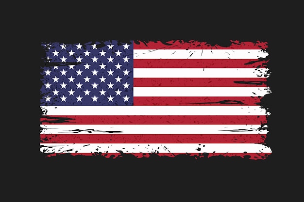 Bandeira americana de design plano grunge