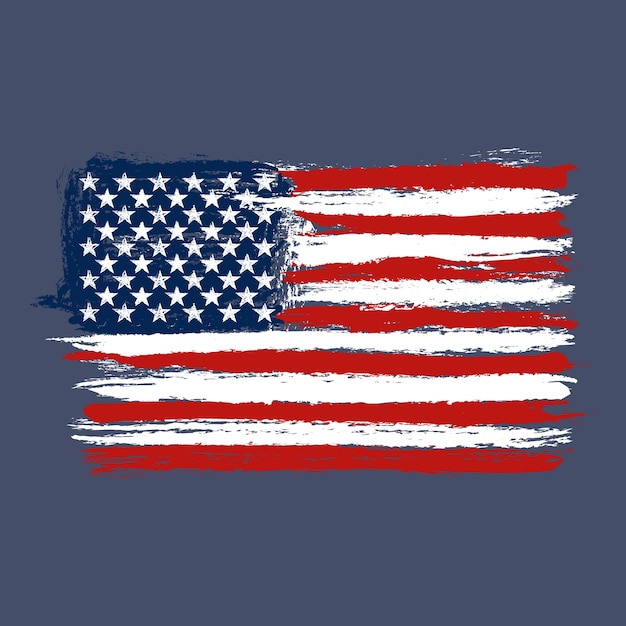 Bandeira americana grunge desenhada de mão