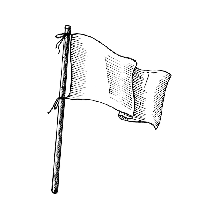 Vetor grátis bandeira branca desenhada de mão