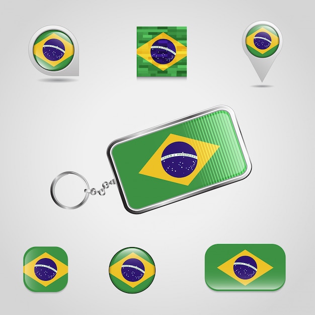 Bandeira brasileira, ícones, jogo, vetorial Vetor Premium