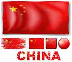 Vetor grátis bandeira da china em ilustração de design diferente