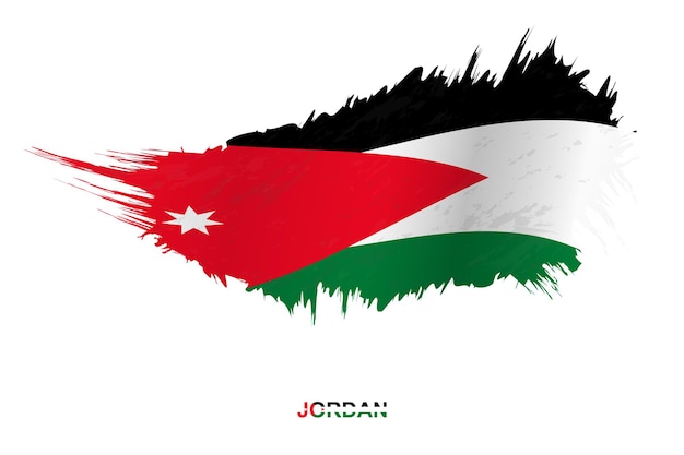 Bandeira da jordânia em estilo grunge com efeito de ondulação, bandeira de pincelada de vetor grunge.