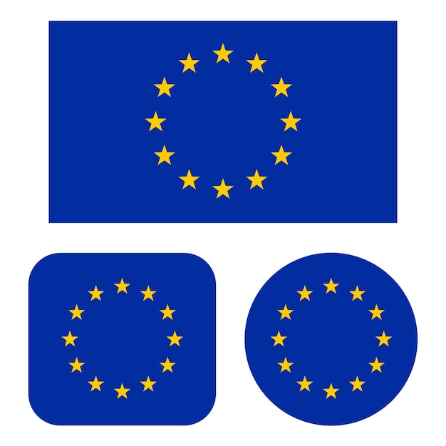 Vetor grátis bandeira da união europeia em retângulo quadrado e círculo