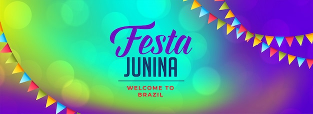 Vetor grátis bandeira de celebração junina festa latino-americana