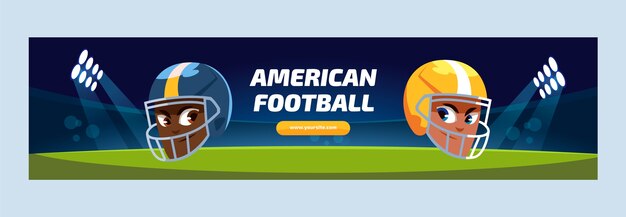 Bandeira de contração de futebol americano de design plano desenhado à mão