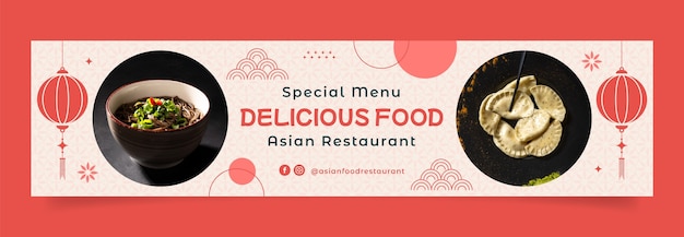 Bandeira de contração muscular de comida asiática de design plano