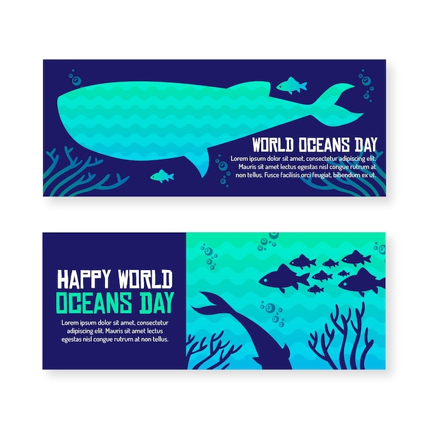 Vetor grátis bandeira de dia de oceanos mundo design plano