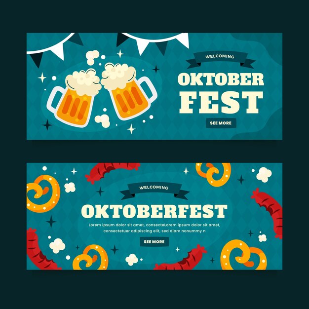 Bandeira de oktoberfest plana desenhada à mão