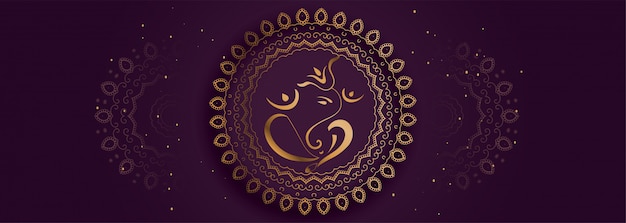 Bandeira de ouro ganesha senhor decorativo