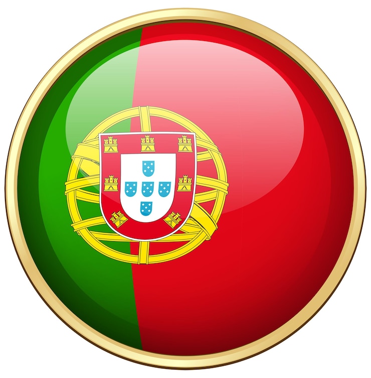 Vetor grátis bandeira de portugal no botão redondo