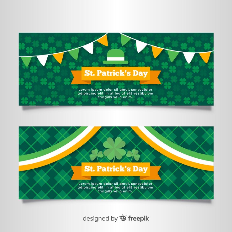 Vetor grátis bandeira de st patrick guirlanda plana