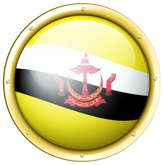 Vetor grátis bandeira do brunei em crachá redondo